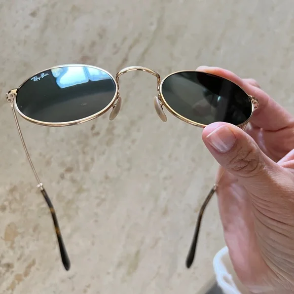 Ray-Ban oval flat metal sunglasses gold tortoise and green lenses RB3547-N 48/21 - Picture 15 of 17